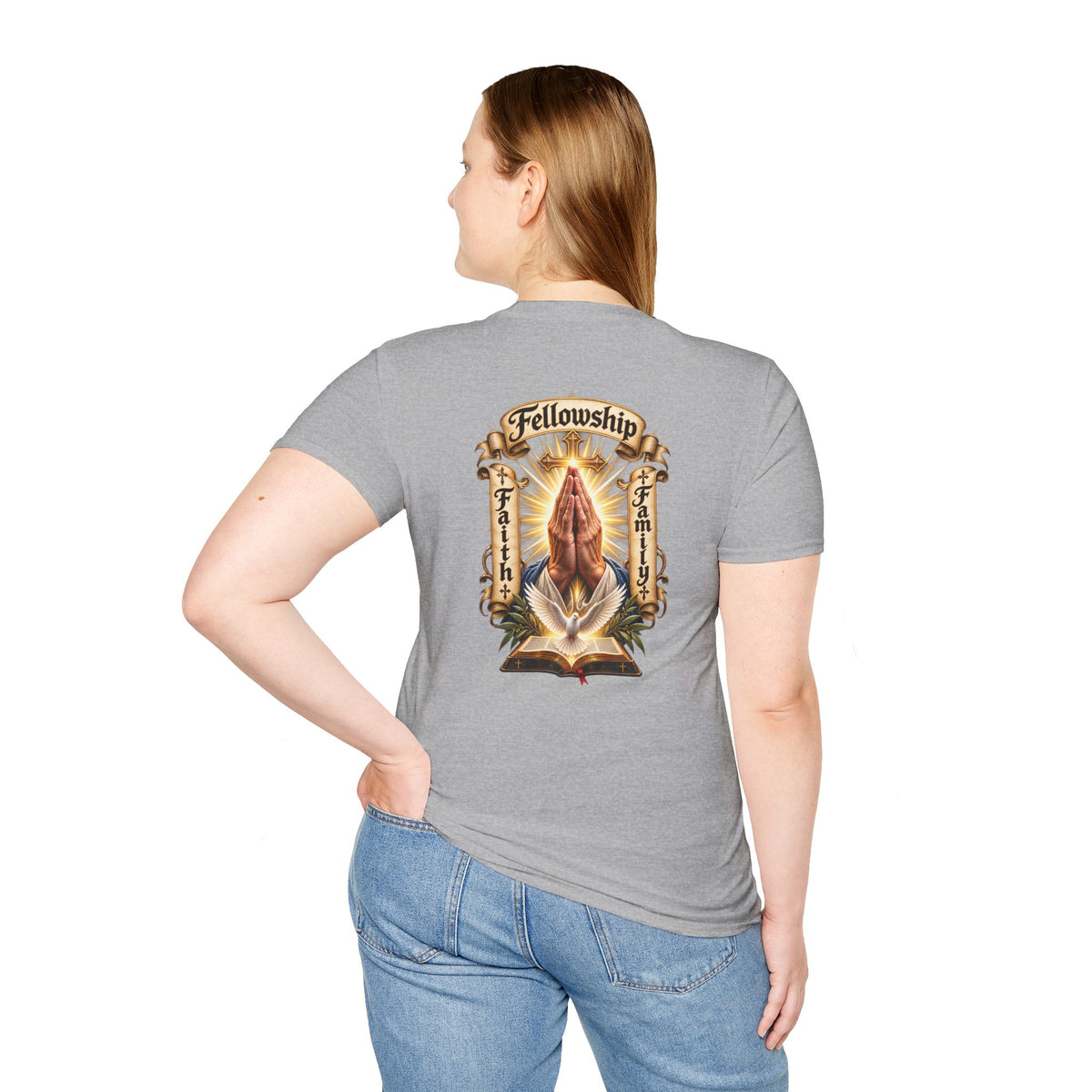 Prayer Hands T-Shirt — Vintage Sacred Heart Religious T-Shirt - Personalized