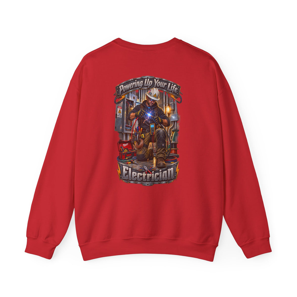 Electrician Crewneck Sweatshirt — 'Powering Up Your Life' Tradesman Gift