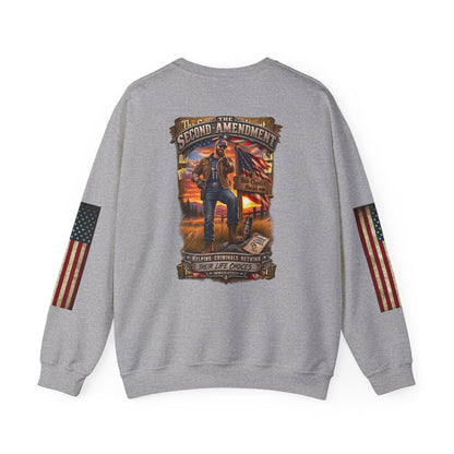 Veteran Tribute Crewneck Sweatshirt— American Flag Sleeve Patriotic Military Sweatshirt