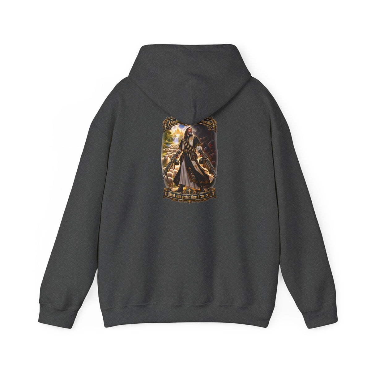 Hoodie: Gothic Angel Guardian Back Print Hoodie – Dark Fantasy Streetwear - Personalized