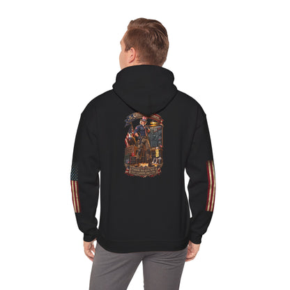 Patriotic Revolutionary War Hoodie — Vintage American Flag Sleeves