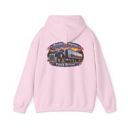 Truck Driver Hoodie — "Driving the Nation" Patriotic Semi-Truck Design - Personalized