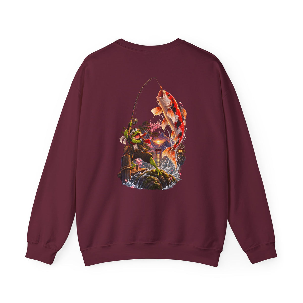 Koi Fishing Crewneck Sweatshirt — Asian Garden Koi Pond Graphic - Personalized