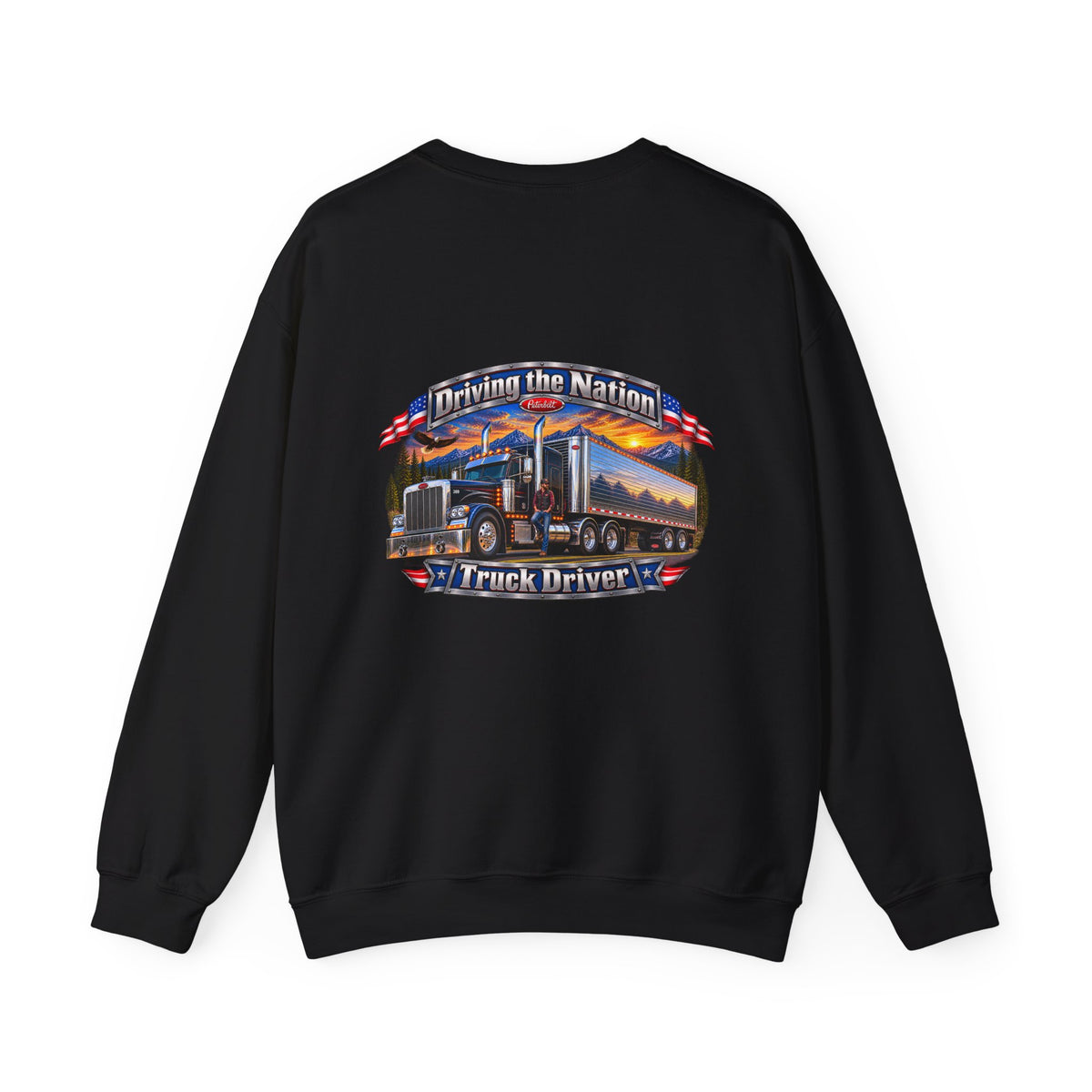Truck Driver Crewneck Sweatshirt — "Driving the Nation" Patriotic Semi-Truck Design - Personalized