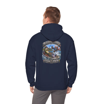 Fishing Crewneck Hoodie — "Reeled in Reverse" Graphic