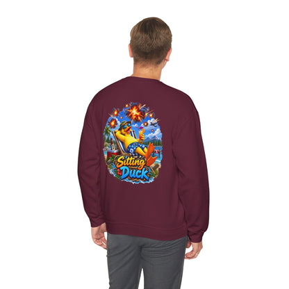 Sitting Duck Graphic Sweatshirt – Colorful Tropical Duck Illustration