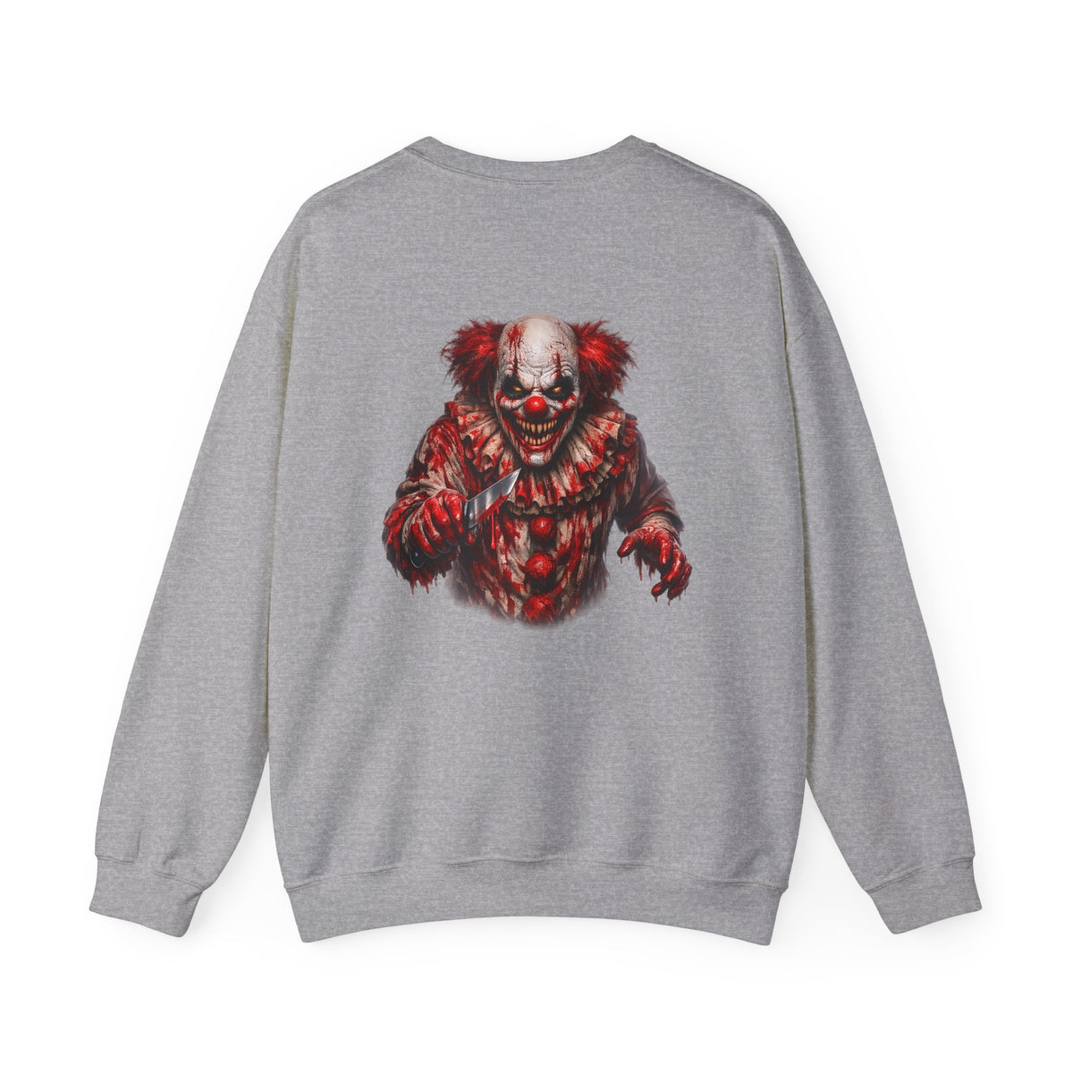 Horror Clown Bear Sweatshirt — Creepy Bloodied Teddy Graphic Sweatshirt
