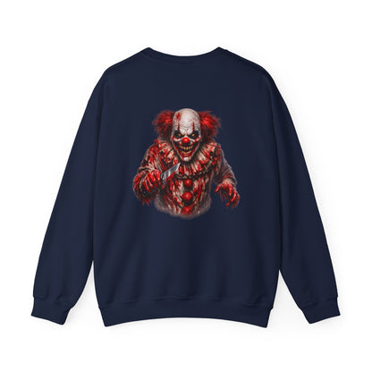 Horror Clown Bear Sweatshirt — Creepy Bloodied Teddy Graphic Sweatshirt