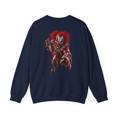 Horror Clown Graphic Sweatshirt — Creepy Red Pennywise Style Back Print - Personalized