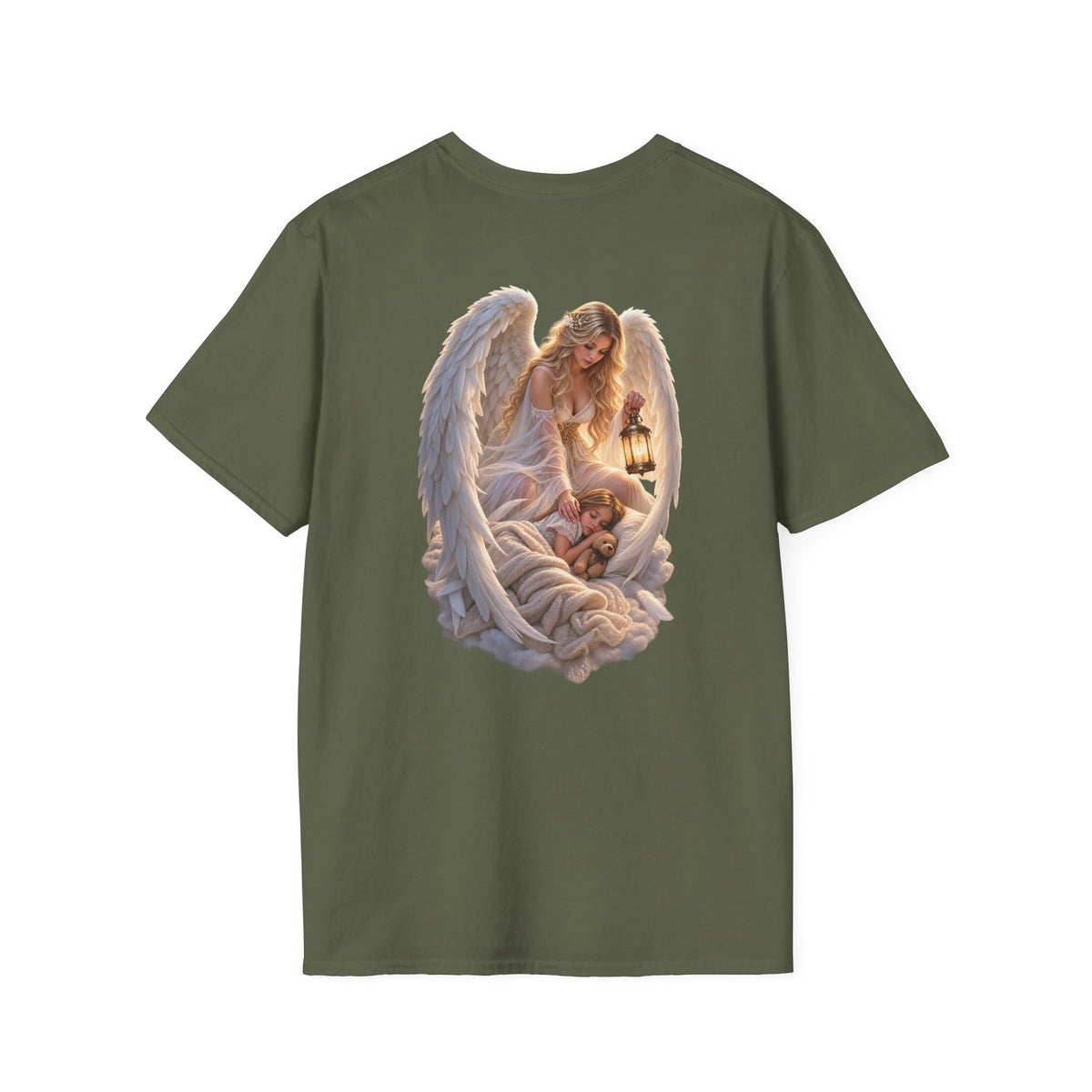 Angel Embrace T-Shirt — Serene Guardian Back Print - personalized