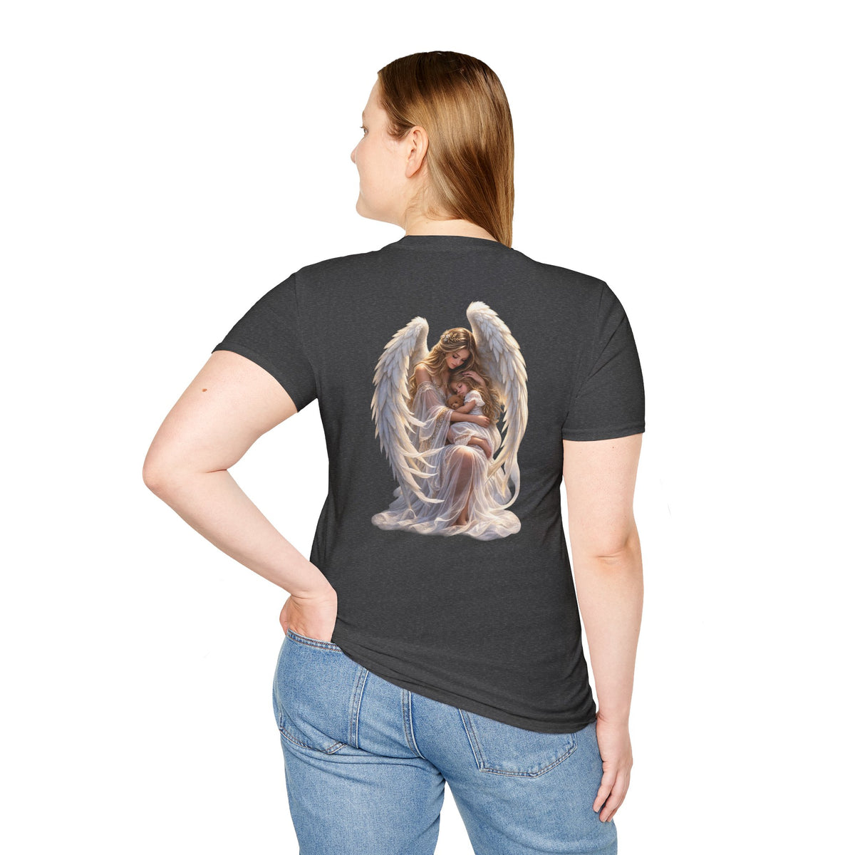 Angel Mother & Child T-Shirt – Serene Guardian Graphic T-Shirt- personalized