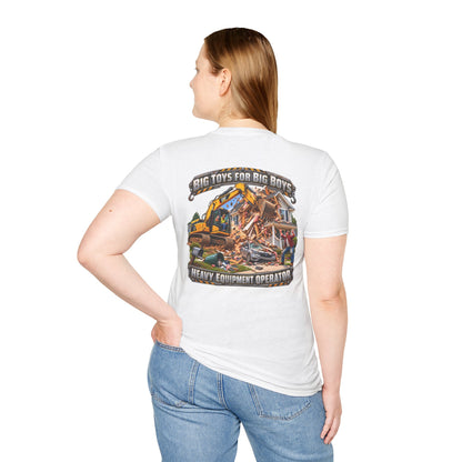 Funny Heavy Equipment Operator T-Shirt — "Big Toys for Big Boys" Construction Truck Graphic