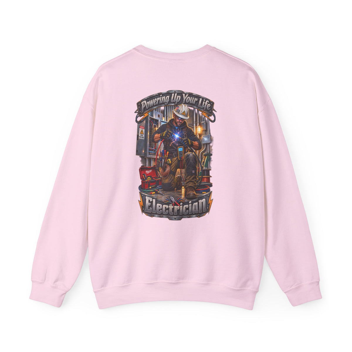 Electrician Crewneck Sweatshirt — 'Powering Up Your Life' Tradesman Gift - Personalized