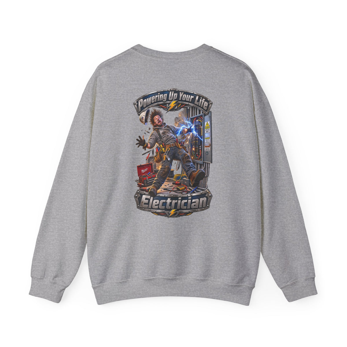 Funny Electrician Crewneck Sweatshirt — 'Powering Up Your Life' Tradesman Gift - Personalized