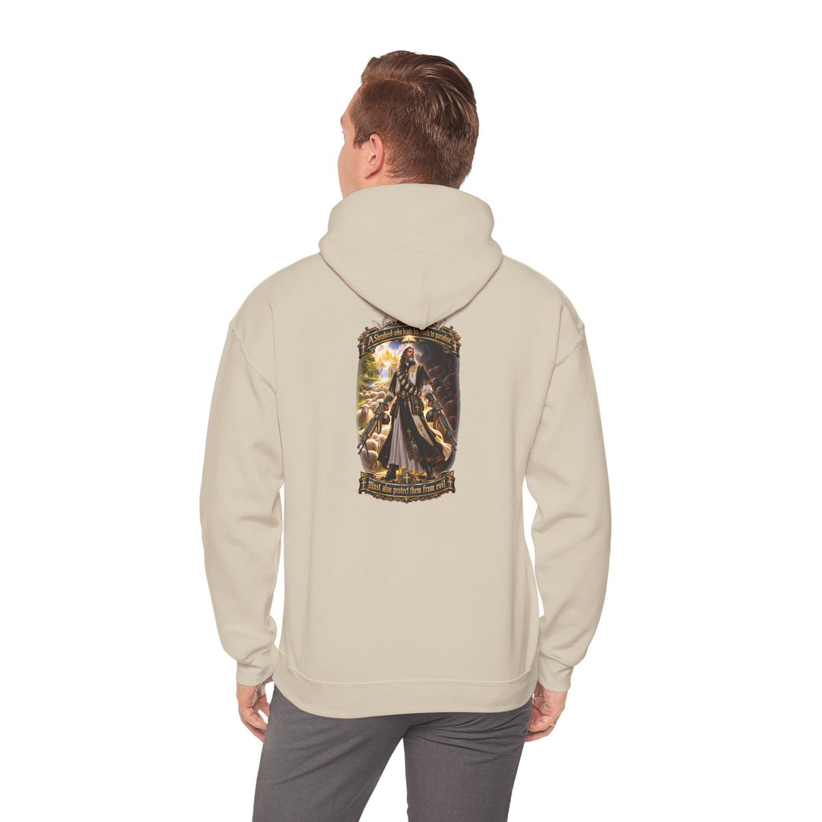 Hoodie: Gothic Angel Guardian Back Print Hoodie – Dark Fantasy Streetwear - Personalized