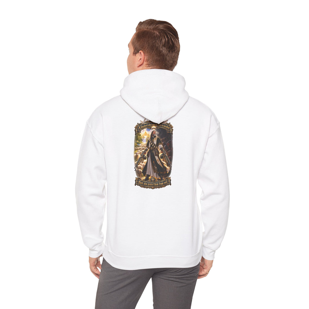 Hoodie: Gothic Angel Guardian Back Print Hoodie – Dark Fantasy Streetwear - Personalized