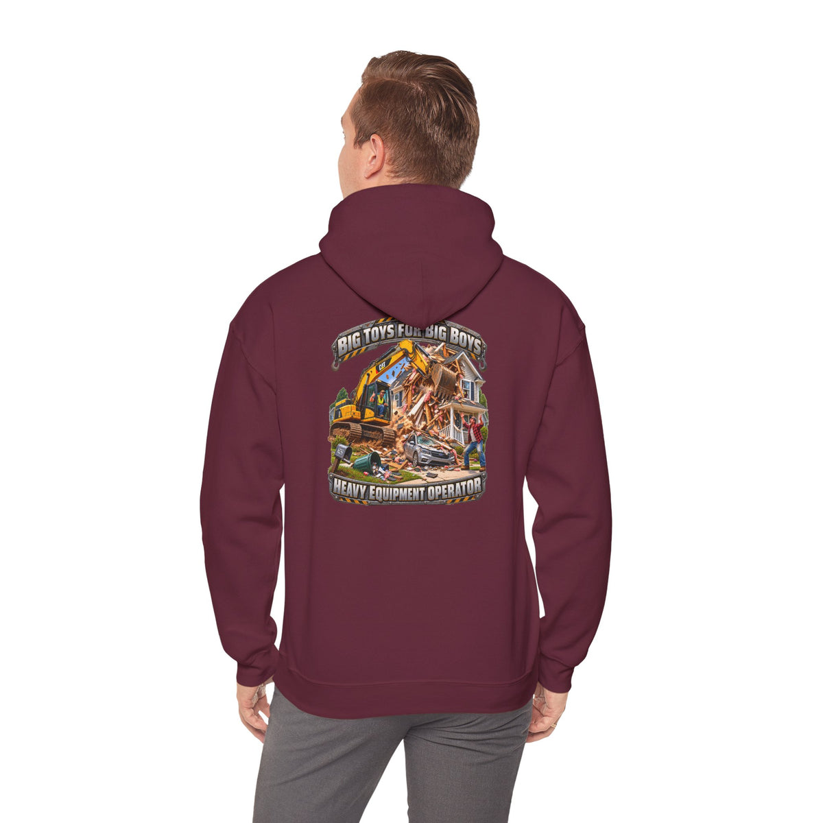 Funny Heavy Equipment Operator Hoodie — "Big Toys for Big Boys" Construction Truck Graphic - Personalized