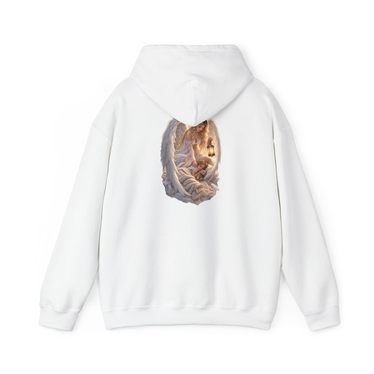 Angel Embrace Hoodie — Serene Guardian Back Print