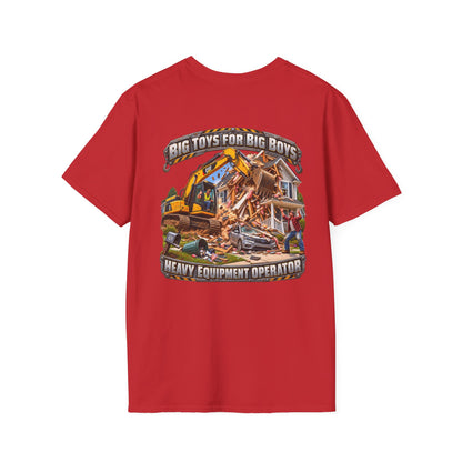 Funny Heavy Equipment Operator T-Shirt — "Big Toys for Big Boys" Construction Truck Graphic - Personalized