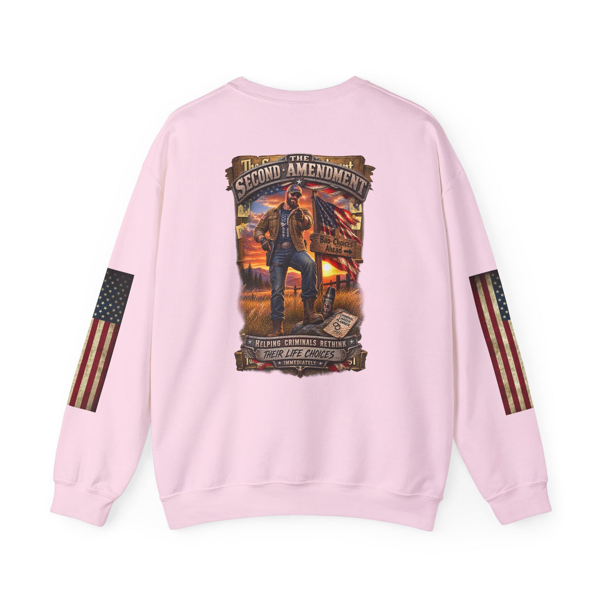Veteran Tribute Crewneck Sweatshirt— American Flag Sleeve Patriotic Military Sweatshirt