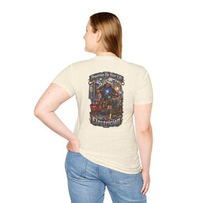 Electrician Crewneck T-Shirt — 'Powering Up Your Life' Tradesman Gift - Personalized
