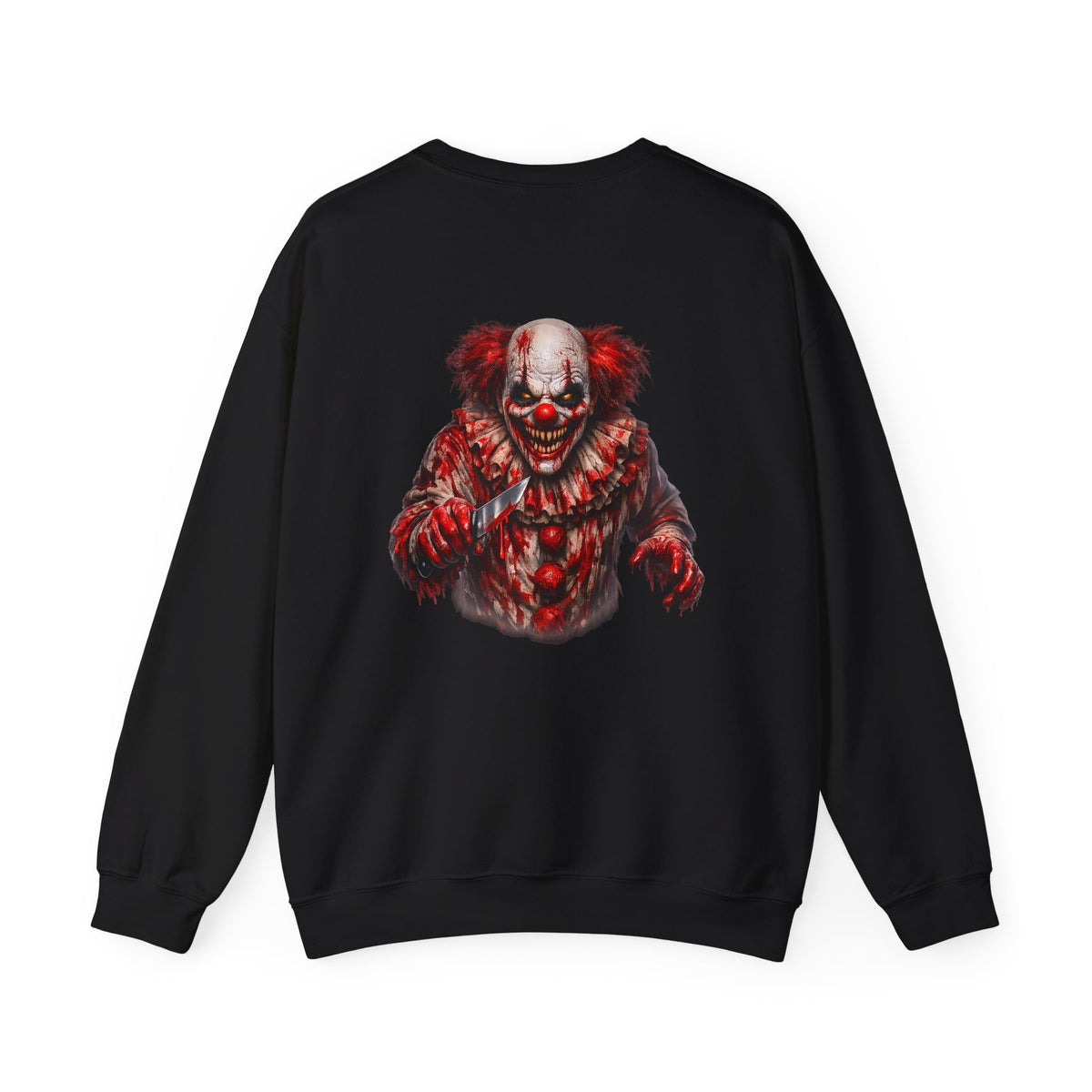 Horror Clown Bear Sweatshirt — Creepy Bloodied Teddy Graphic Sweatshirt
