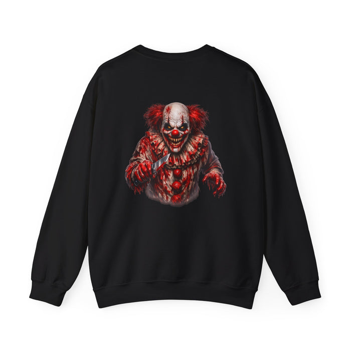 Horror Clown Bear Sweatshirt — Creepy Bloodied Teddy Graphic Sweatshirt