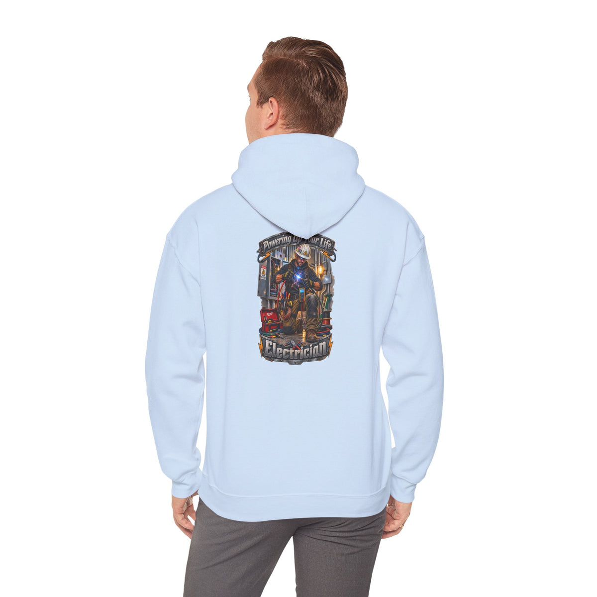 Electrician Crewneck Hoodie — 'Powering Up Your Life' Tradesman Gift