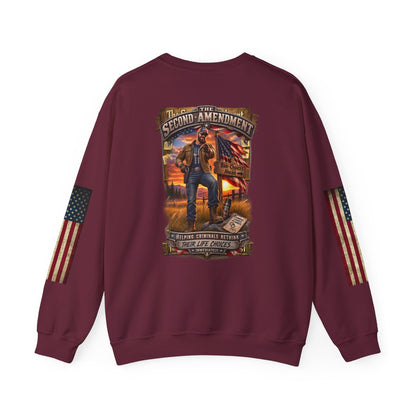 Veteran Tribute Crewneck Sweatshirt— American Flag Sleeve Patriotic Military Sweatshirt