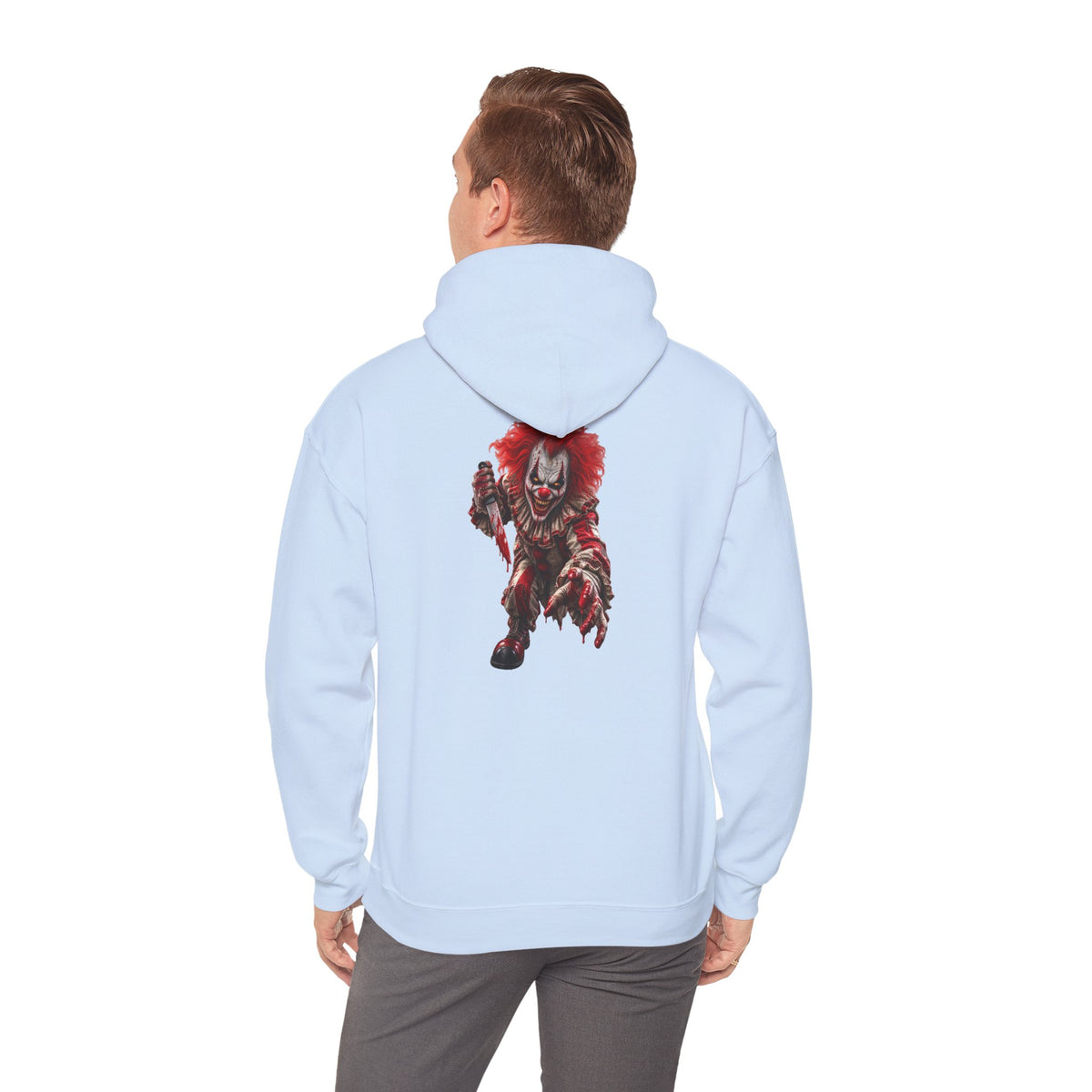 Horror Clown Graphic Hoodie — Creepy Red Pennywise Style Back Print