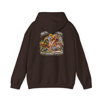 Funny Heavy Equipment Operator Hoodie — "Big Toys for Big Boys" Construction Truck Graphic