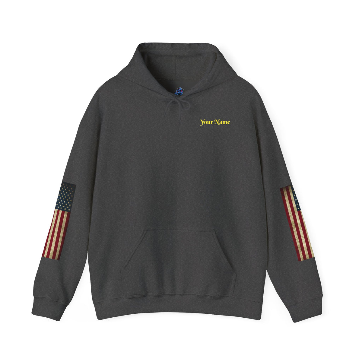 Patriotic Veteran Tribute Hoodie — American Flag Sleeves & Military Honor Back Print - Personalized