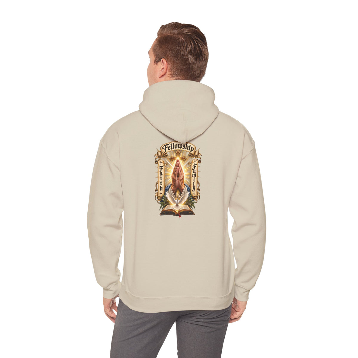 Prayer Hands Hoodie — Vintage Sacred Heart Religious Hoodie