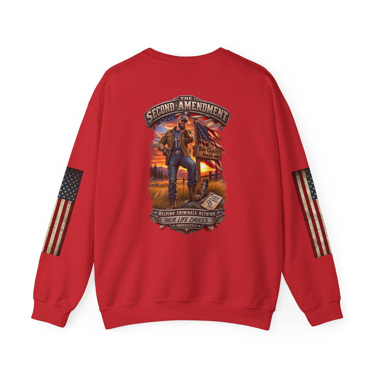 Veteran Tribute Crewneck Sweatshirt — American Flag Sleeve Patriotic Military Sweatshirt - Personalized