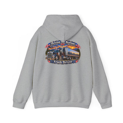 Truck Driver Hoodie — "Driving the Nation" Patriotic Semi-Truck Design - Personalized