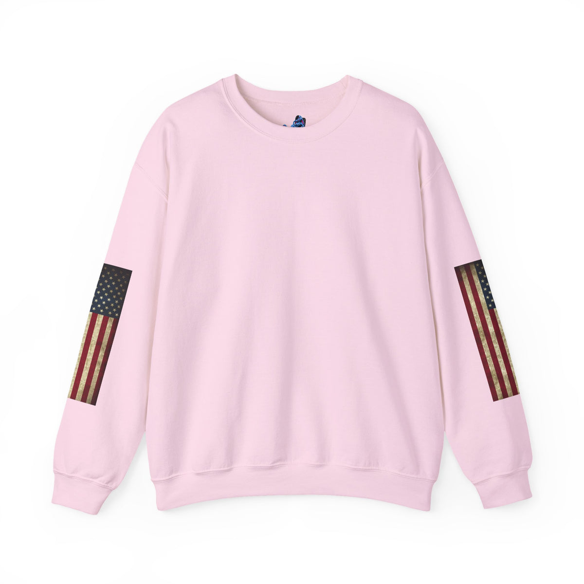 Patriotic Revolutionary War Crewneck Sweatshirt — Vintage American Flag Sleeves