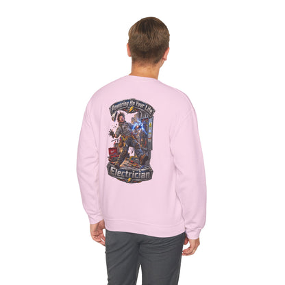 Funny Electrician Crewneck Sweatshirt — 'Powering Up Your Life' Tradesman Gift