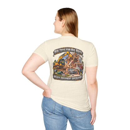 Funny Heavy Equipment Operator T-Shirt — "Big Toys for Big Boys" Construction Truck Graphic - Personalized