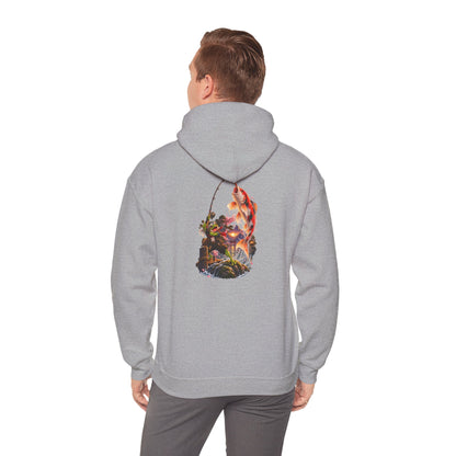 Hoodie - Koi Fish Garden Back Print Hoodie (Japanese Pond, Tranquil Zen Design)