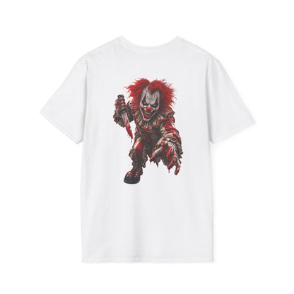 Horror Clown Graphic T-Shirt — Creepy Red Pennywise Style Back Print - Personalized
