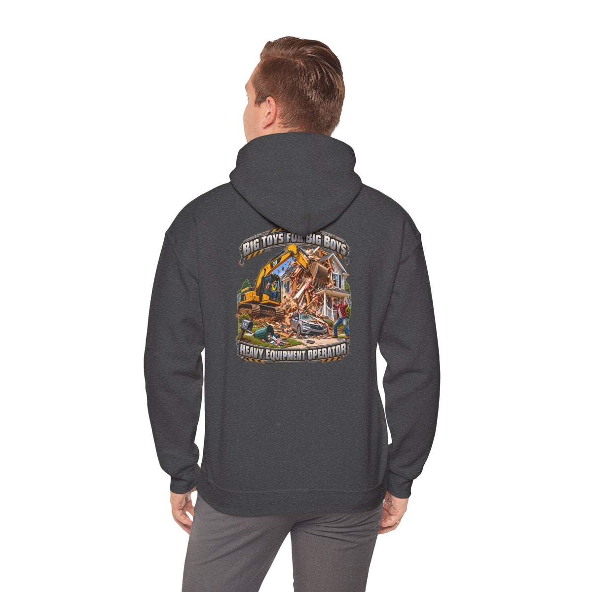 Funny Heavy Equipment Operator Hoodie — "Big Toys for Big Boys" Construction Truck Graphic - Personalized