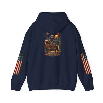 Patriotic Revolutionary War Hoodie — Vintage American Flag Sleeves