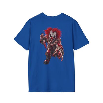 Horror Clown Graphic T-Shirt — Creepy Red Pennywise Style Back Print