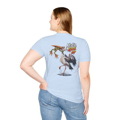 Never Give Up Stork & Frog T-Shirt