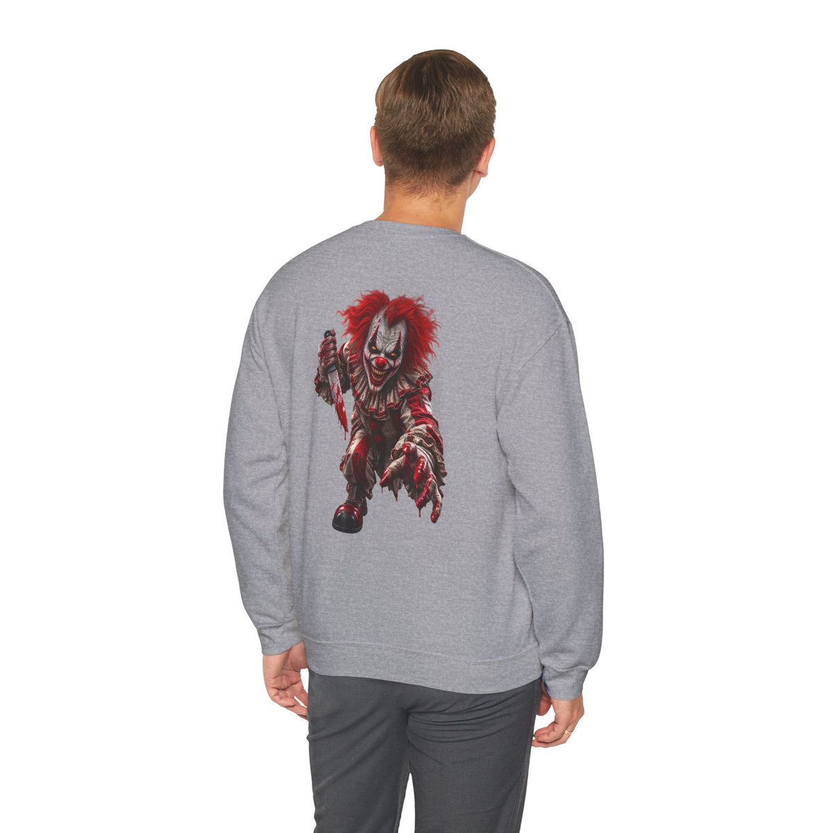 Horror Clown Graphic Sweatshirt — Creepy Red Pennywise Style Back Print - Personalized