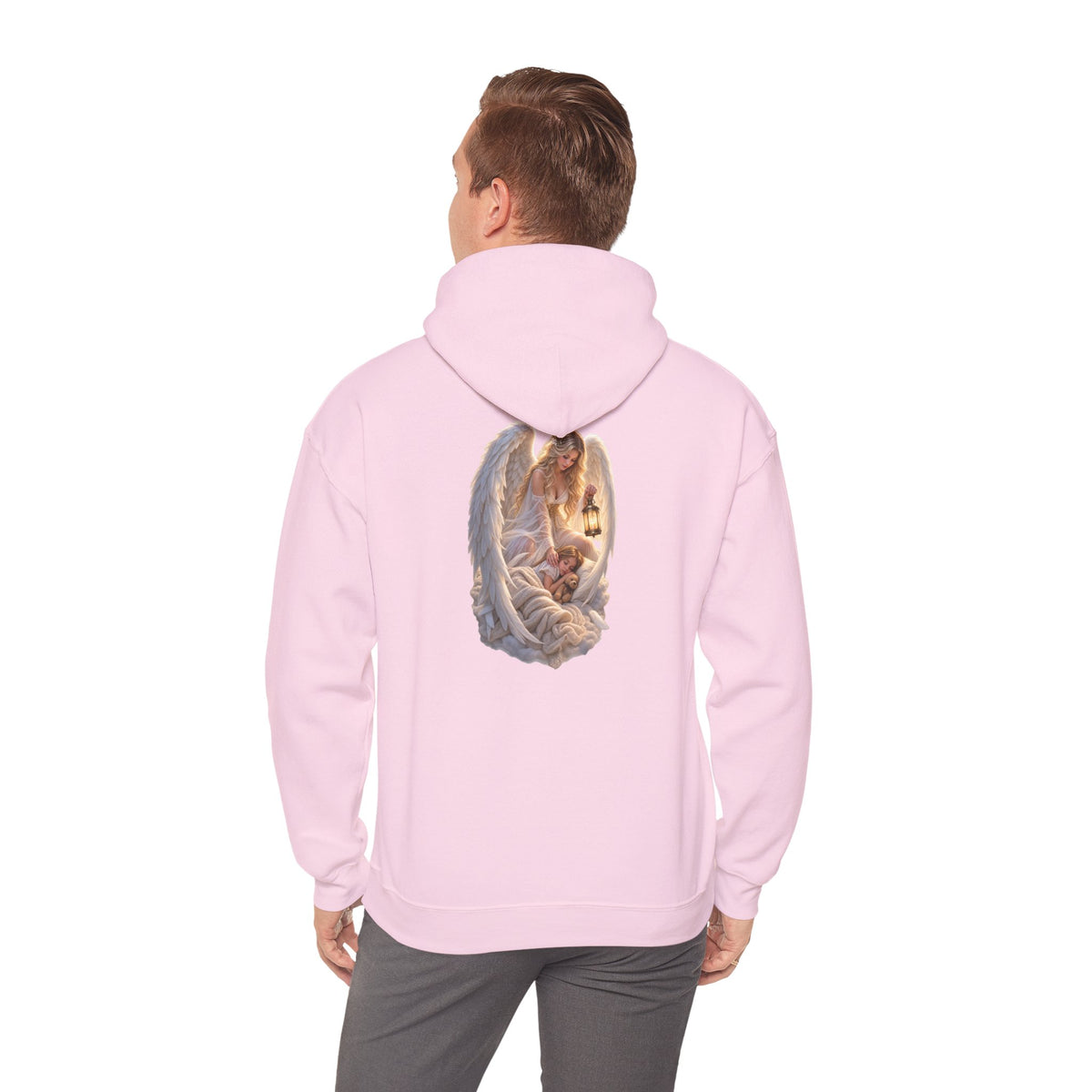 Angel Embrace Hoodie — Serene Guardian Back Print