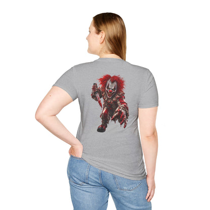 Horror Clown Graphic T-Shirt — Creepy Red Pennywise Style Back Print - Personalized