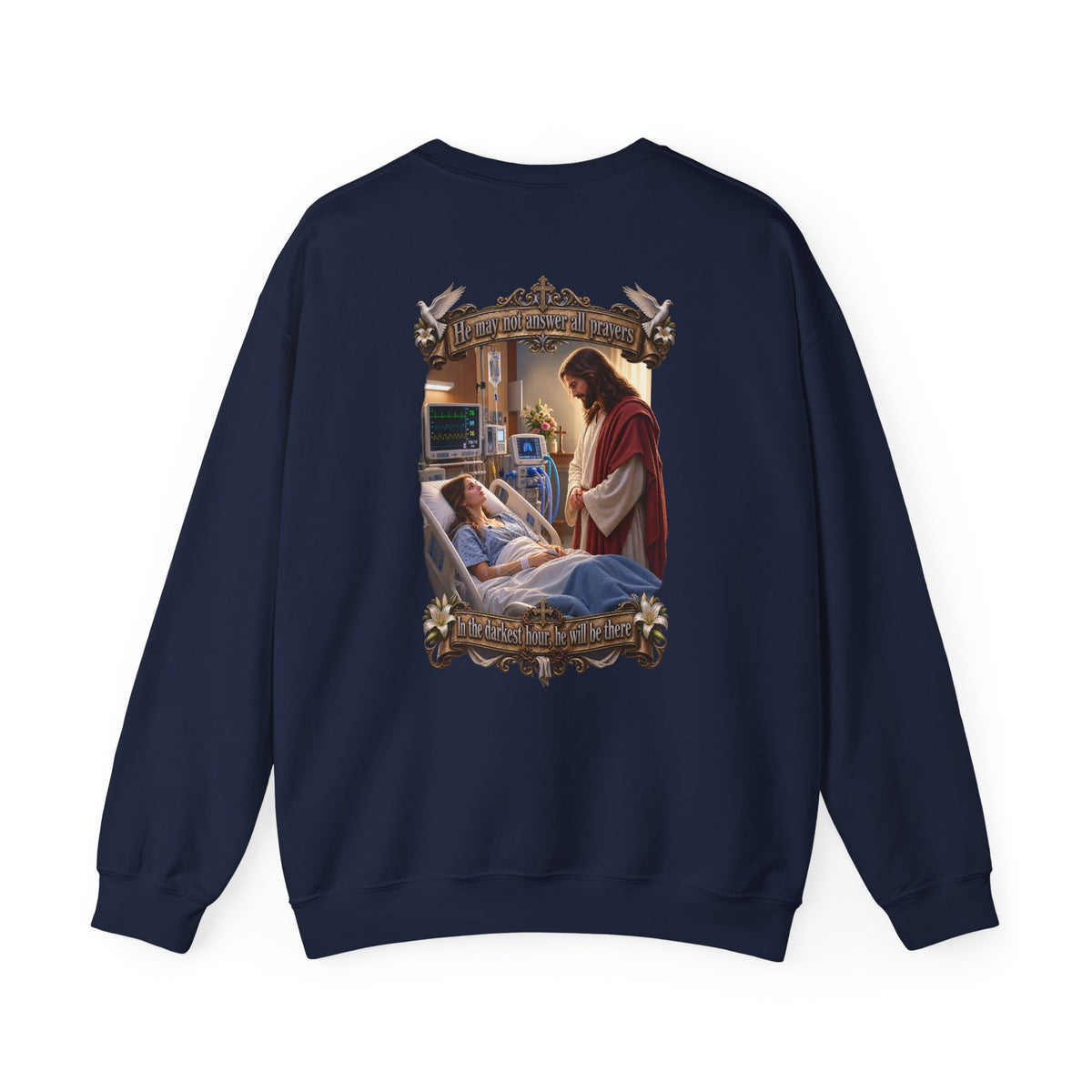 Religious Prayer Sweatshirt – Comforting Hospital Scene Pullover