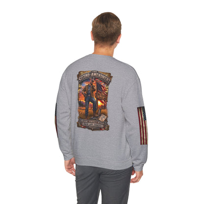 Veteran Tribute Crewneck Sweatshirt— American Flag Sleeve Patriotic Military Sweatshirt