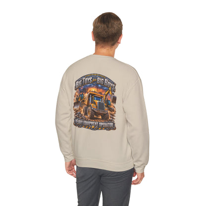 Heavy Equipment Operator Crewneck Sweatshirt — "Big Toys for Big Boys" Construction Truck Graphic - Personalized